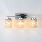 Applique murale LED chromée à 3 lumières avec verre prismatique pour salle de bain