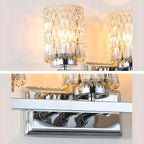 Applique murale LED chromée à 3 lumières avec verre prismatique pour salle de bain