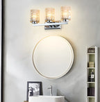 Applique murale LED chromée à 3 lumières avec verre prismatique pour salle de bain