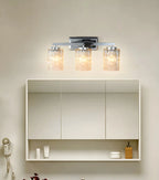 Applique murale LED chromée à 3 lumières avec verre prismatique pour salle de bain