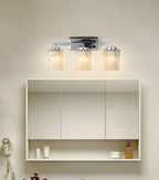 Applique murale LED chromée à 3 lumières avec verre prismatique pour salle de bain