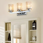 Applique murale LED chromée à 3 lumières avec verre prismatique pour salle de bain