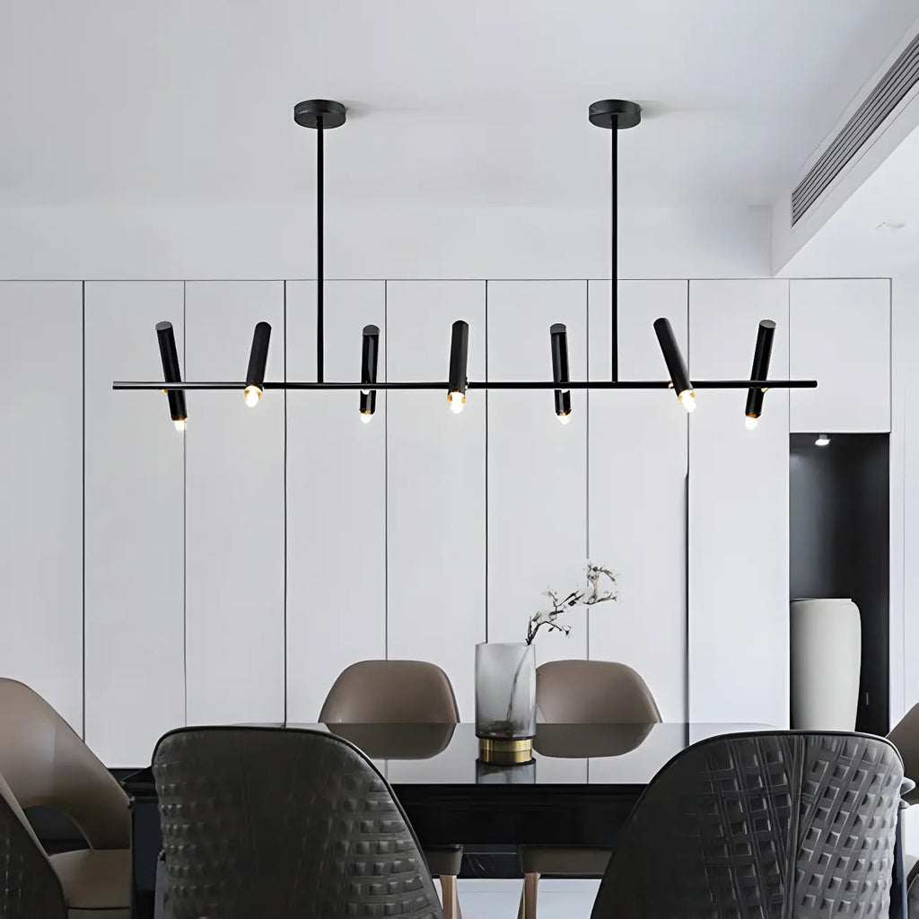 Suspension linéaire noire moderne pour îlot de cuisine