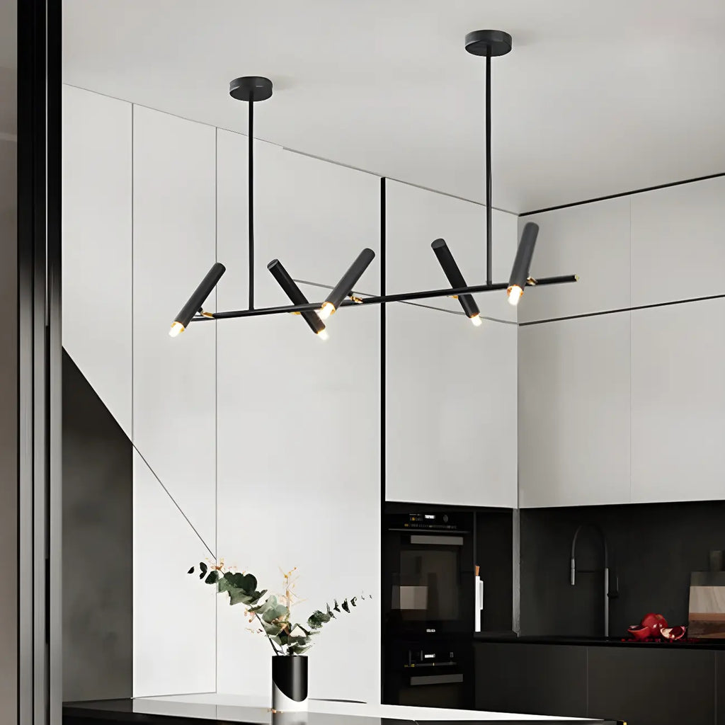 Suspension linéaire noire moderne pour îlot de cuisine