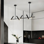 Suspension linéaire noire moderne pour îlot de cuisine