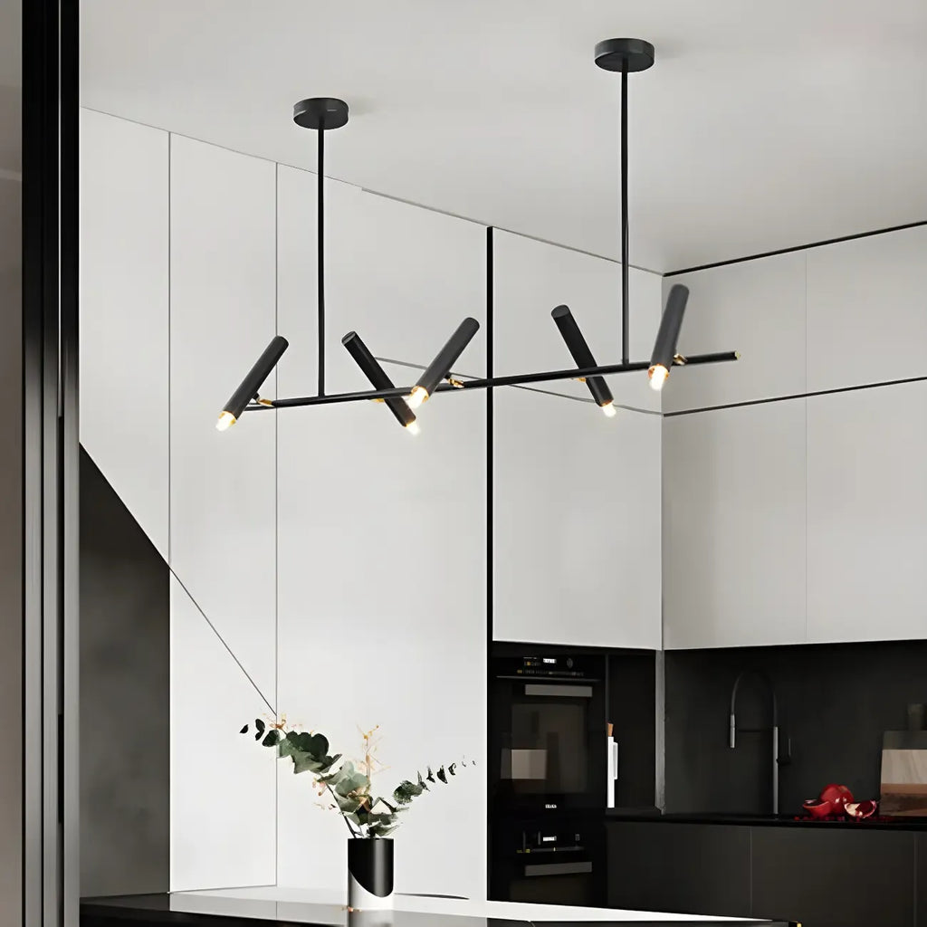 Suspension linéaire noire moderne pour îlot de cuisine