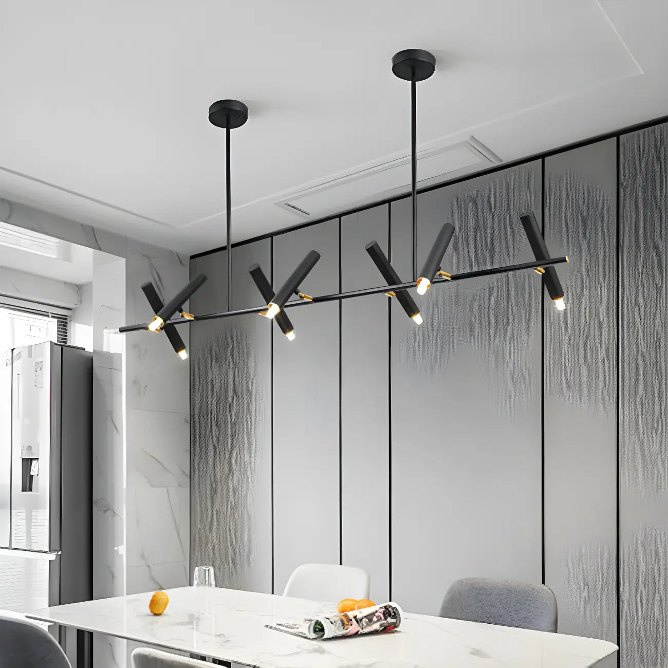 Suspension linéaire noire moderne pour îlot de cuisine