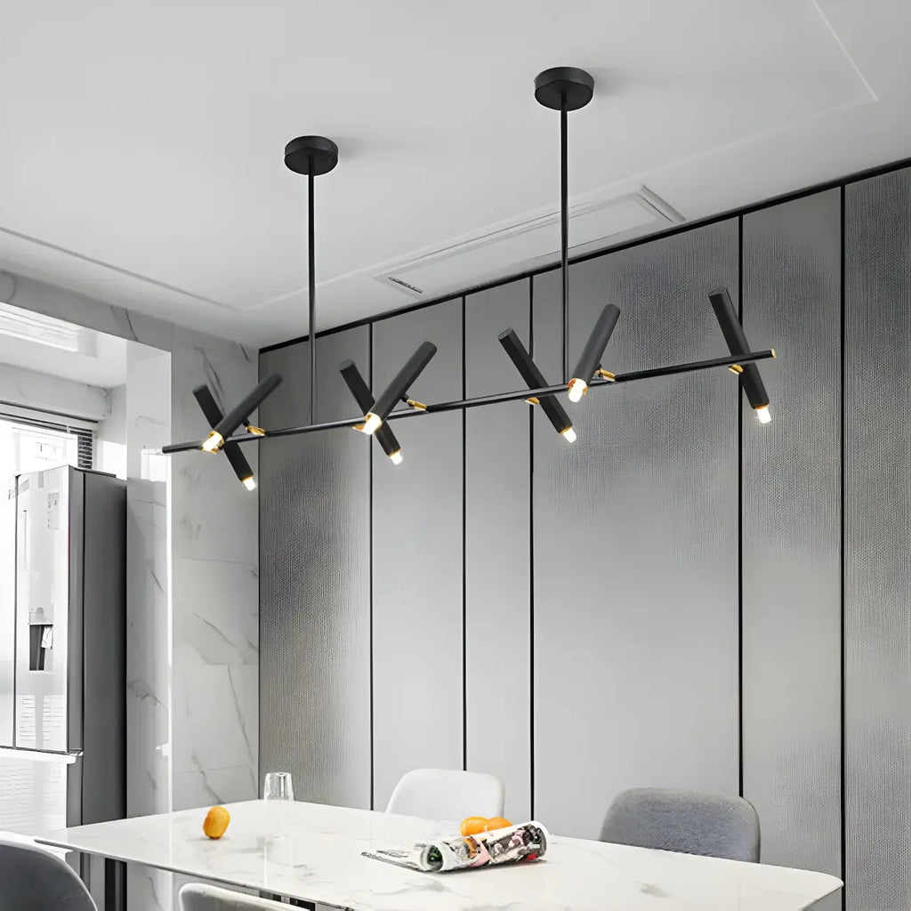 Suspension linéaire noire moderne pour îlot de cuisine