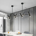 Suspension linéaire noire moderne pour îlot de cuisine
