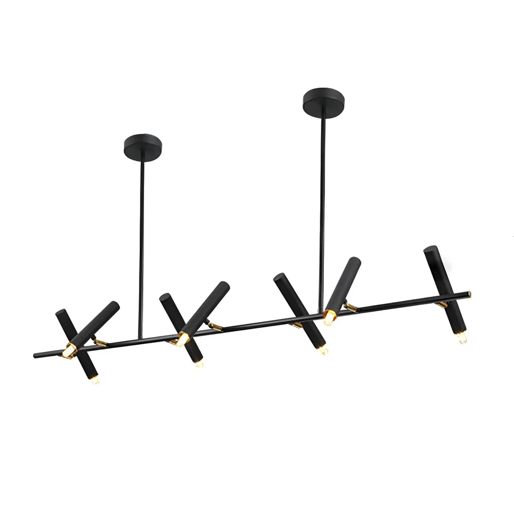 Suspension linéaire noire moderne pour îlot de cuisine