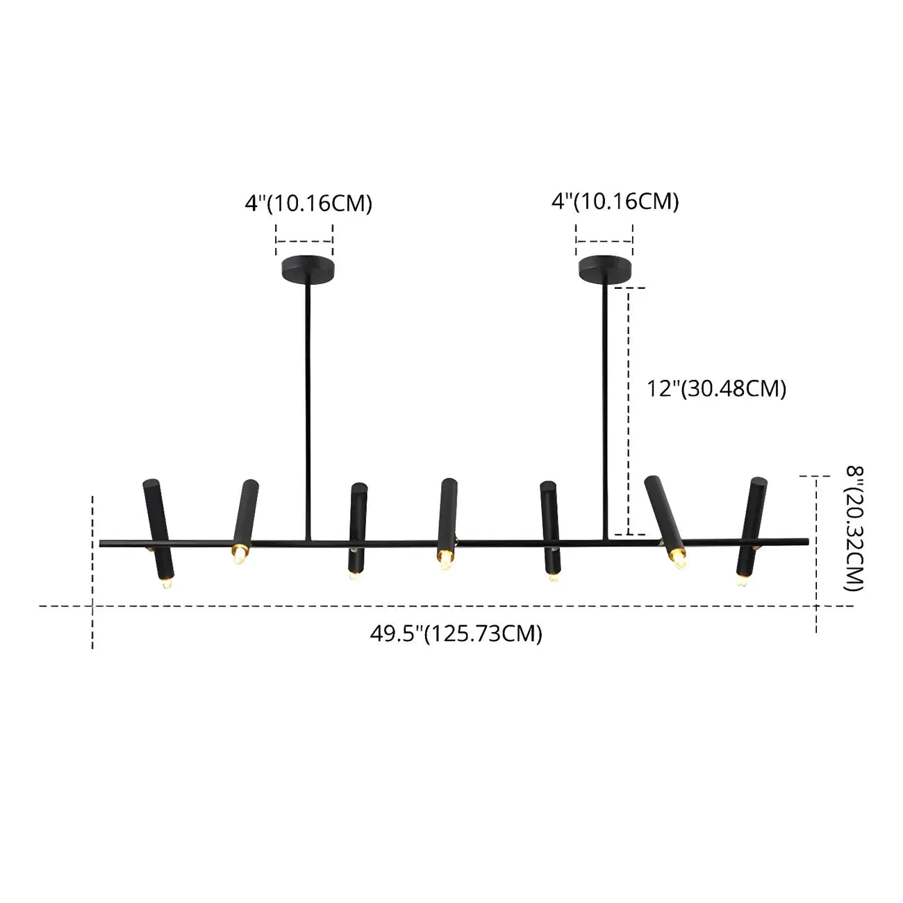 Suspension linéaire noire moderne pour îlot de cuisine