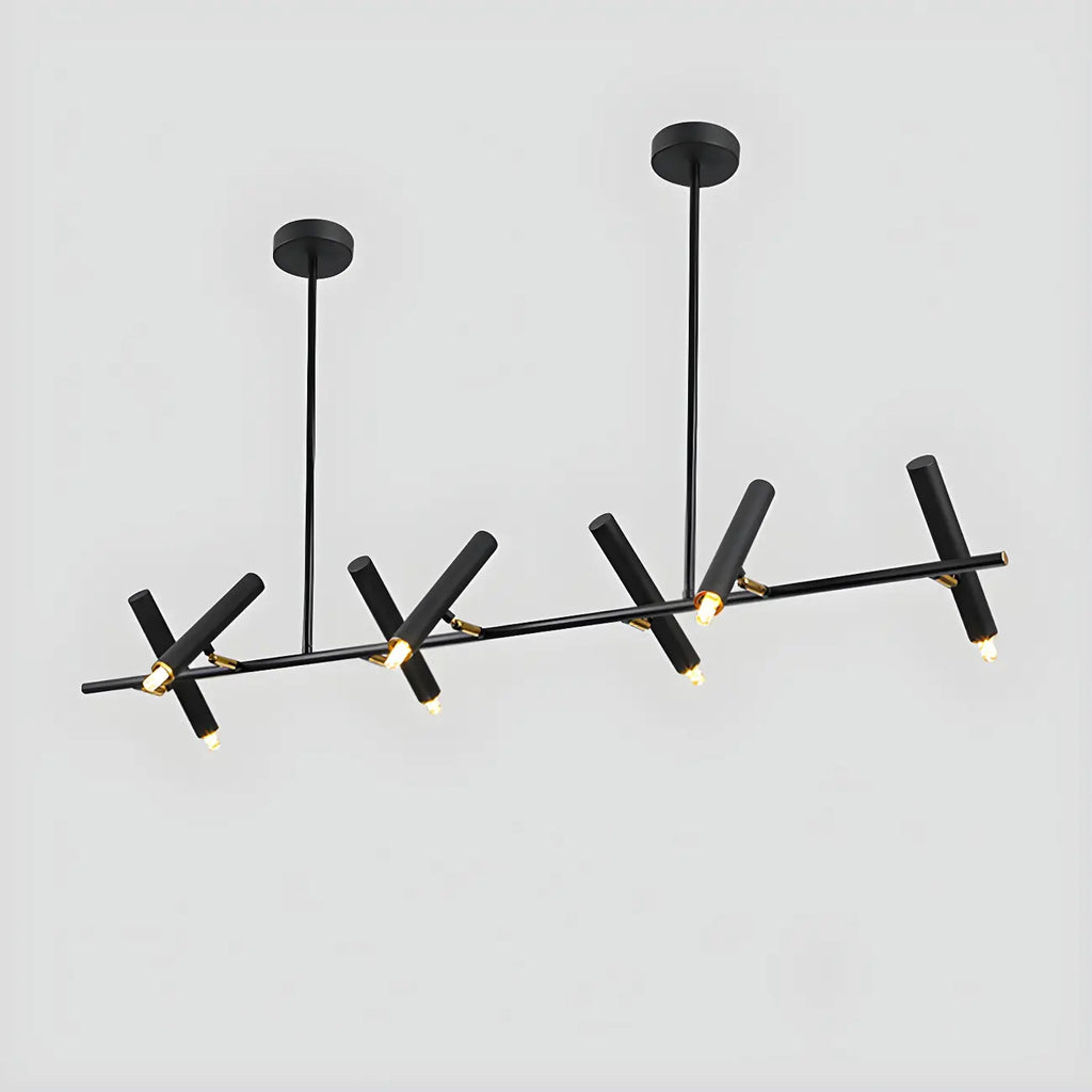Suspension linéaire noire moderne pour îlot de cuisine