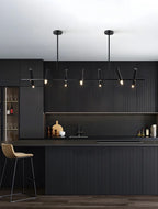 Suspension linéaire noire moderne pour îlot de cuisine