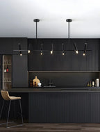Suspension linéaire noire moderne pour îlot de cuisine