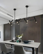 Suspension linéaire noire moderne pour îlot de cuisine
