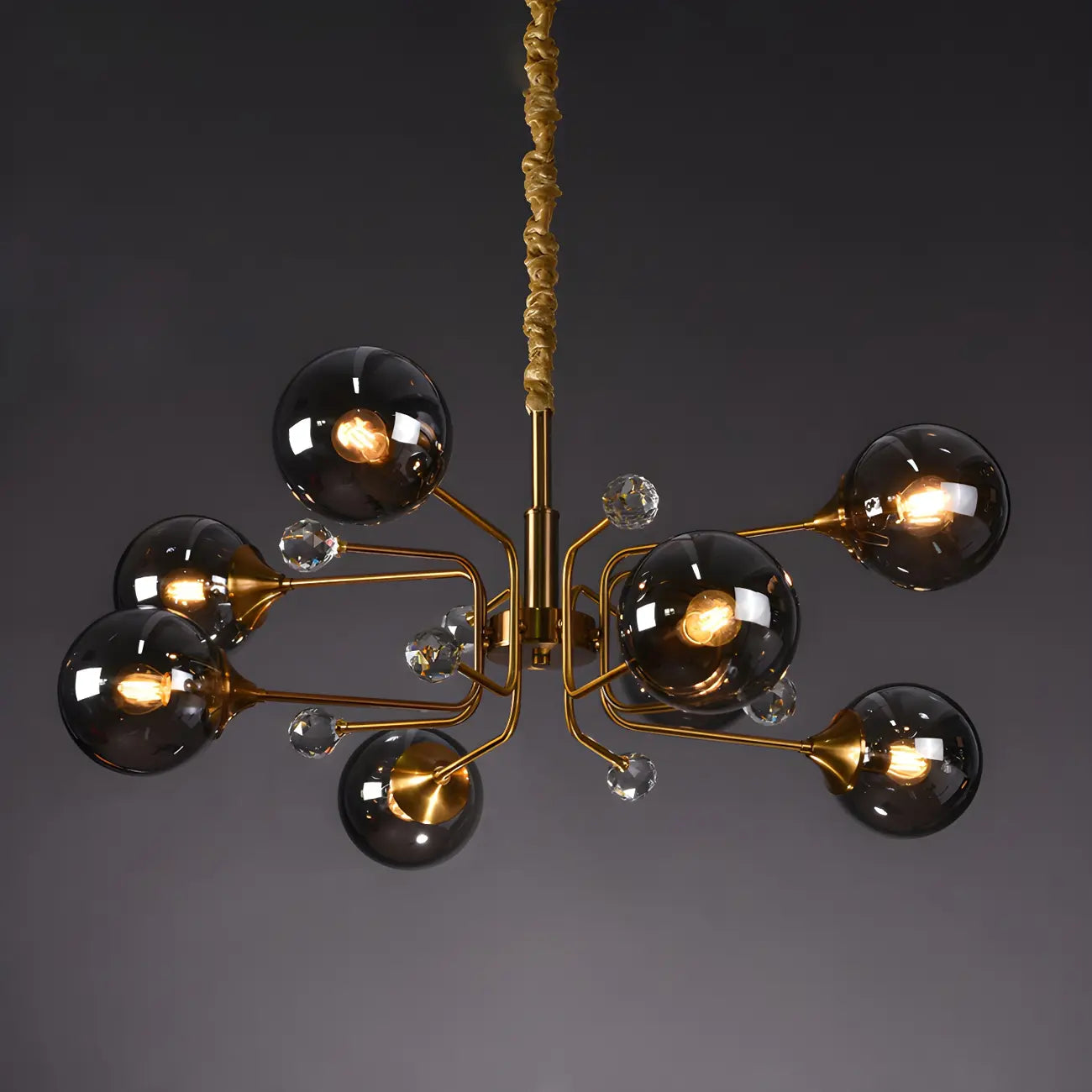 Lampadario a globo in vetro a 8 luci, stile Mid-Century Modern