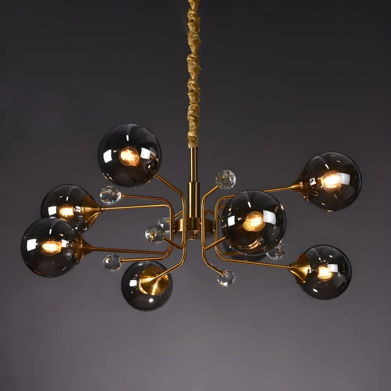 Lampadario a globo in vetro a 8 luci, stile Mid-Century Modern