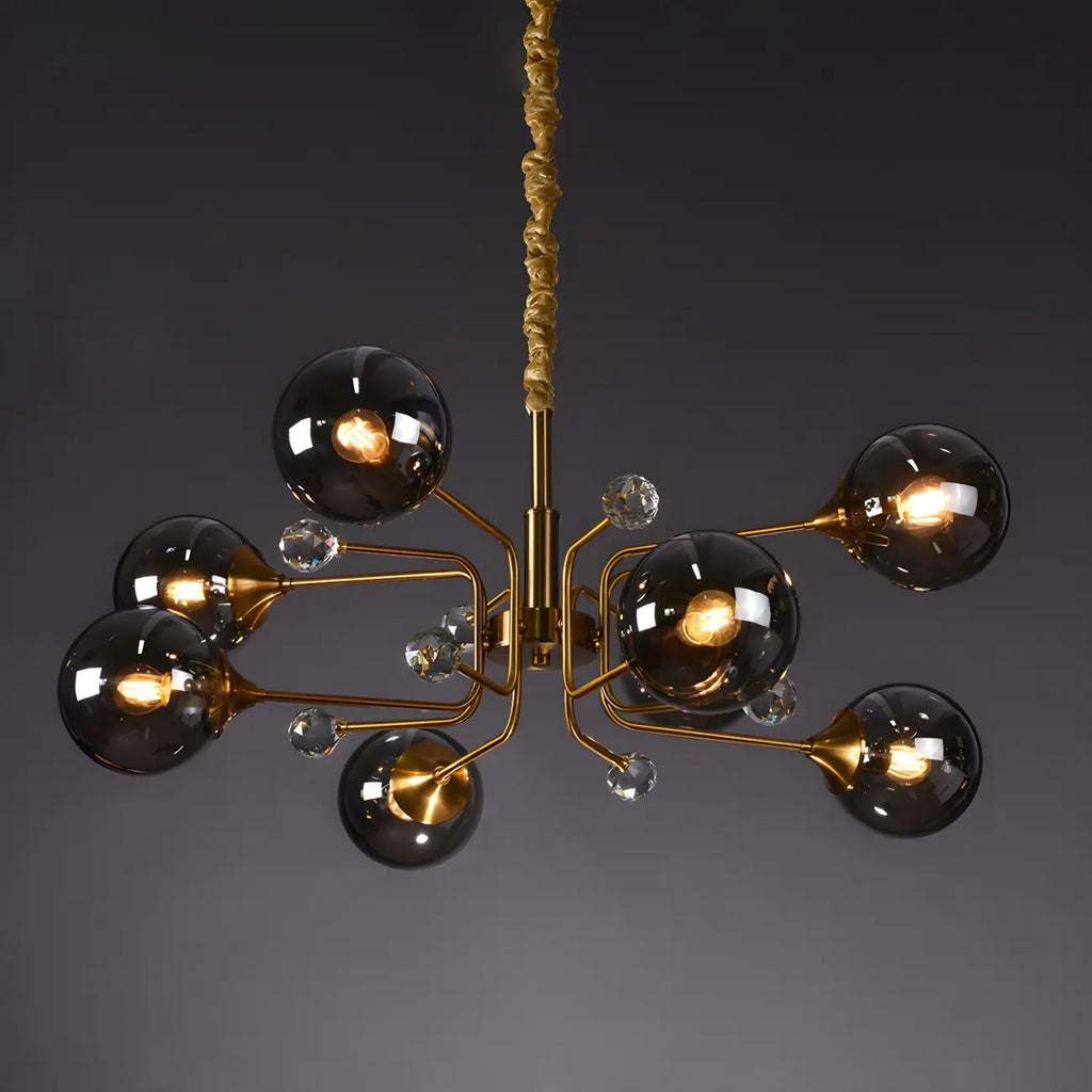 Lampadario a globo in vetro a 8 luci, stile Mid-Century Modern