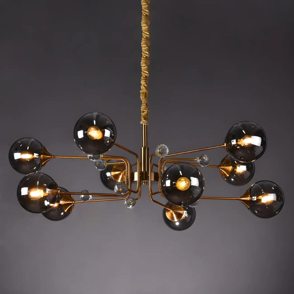 Lampadario a globo in vetro a 8 luci, stile Mid-Century Modern