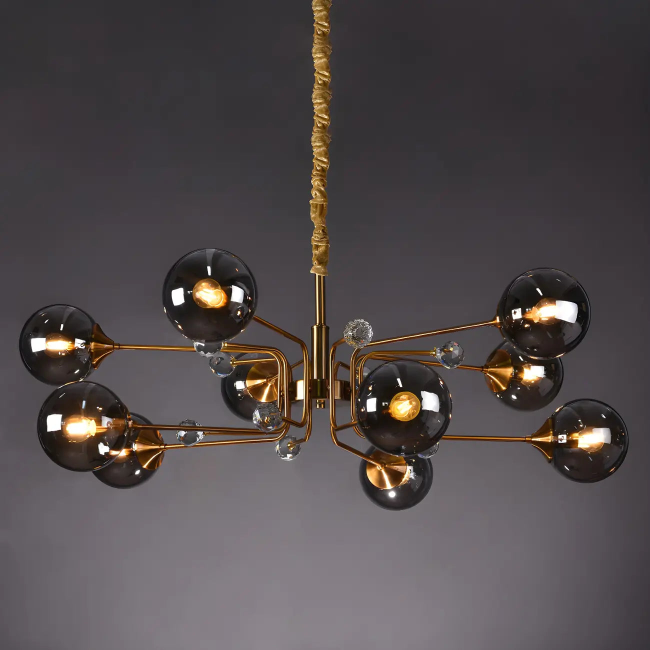 Lampadario a globo in vetro a 8 luci, stile Mid-Century Modern