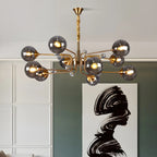 Lampadario a globo in vetro a 8 luci, stile Mid-Century Modern