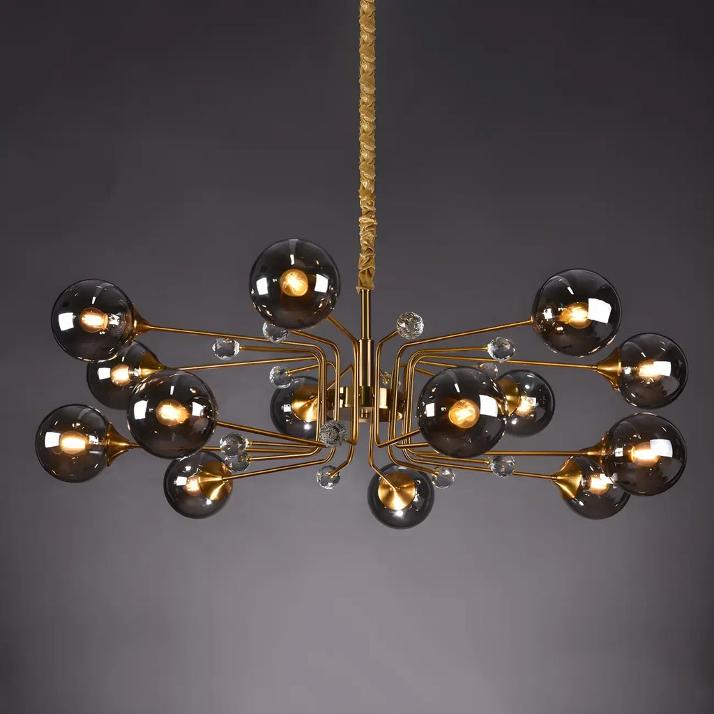 Lampadario a globo in vetro a 8 luci, stile Mid-Century Modern