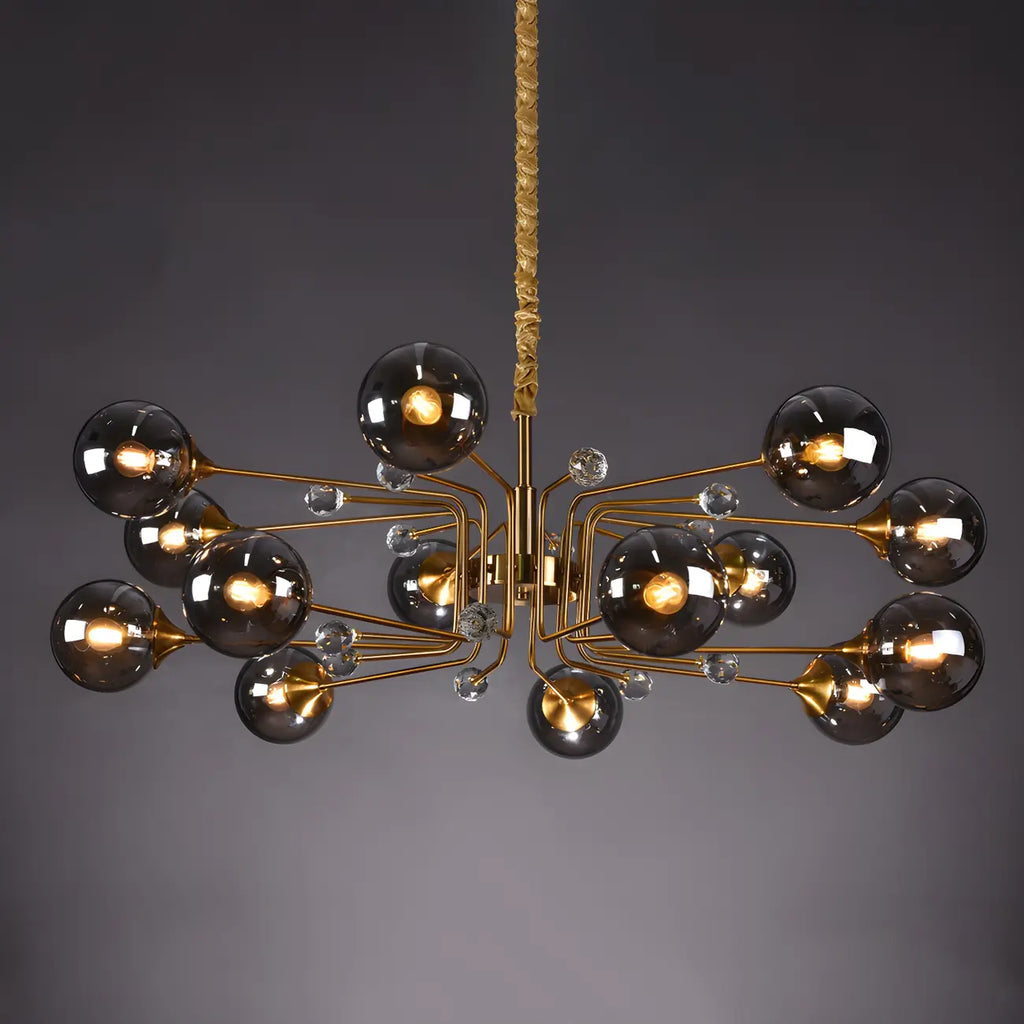 Lampadario a globo in vetro a 8 luci, stile Mid-Century Modern