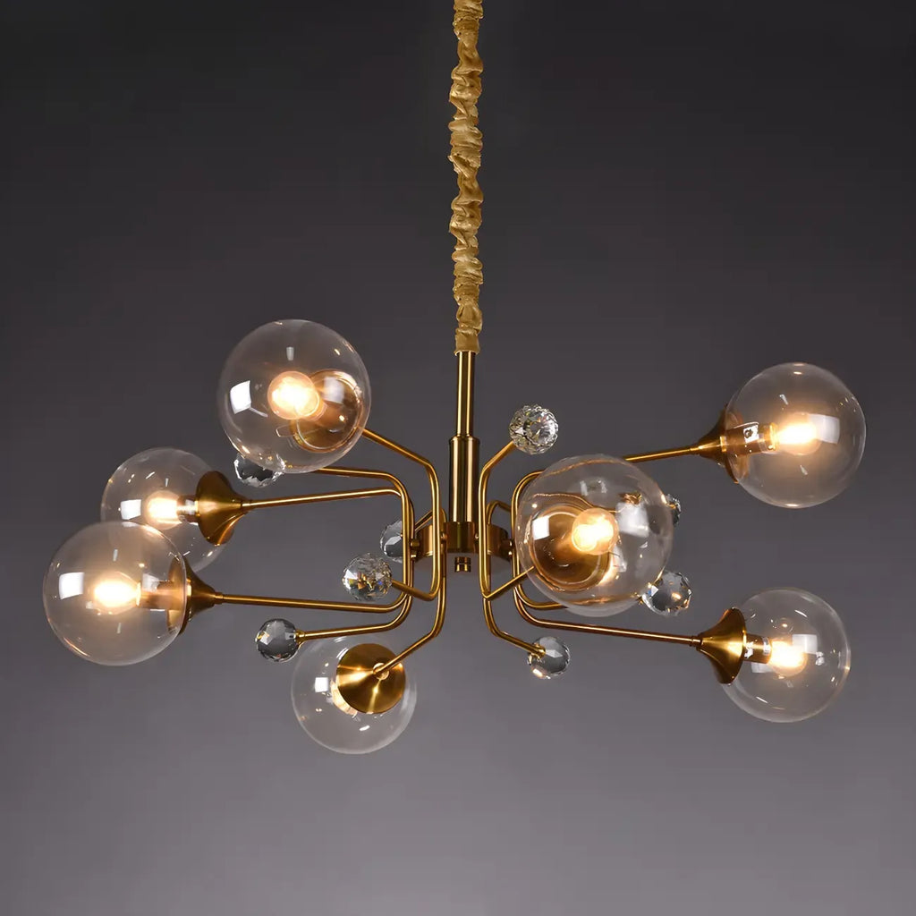 Lampadario a globo in vetro a 8 luci, stile Mid-Century Modern