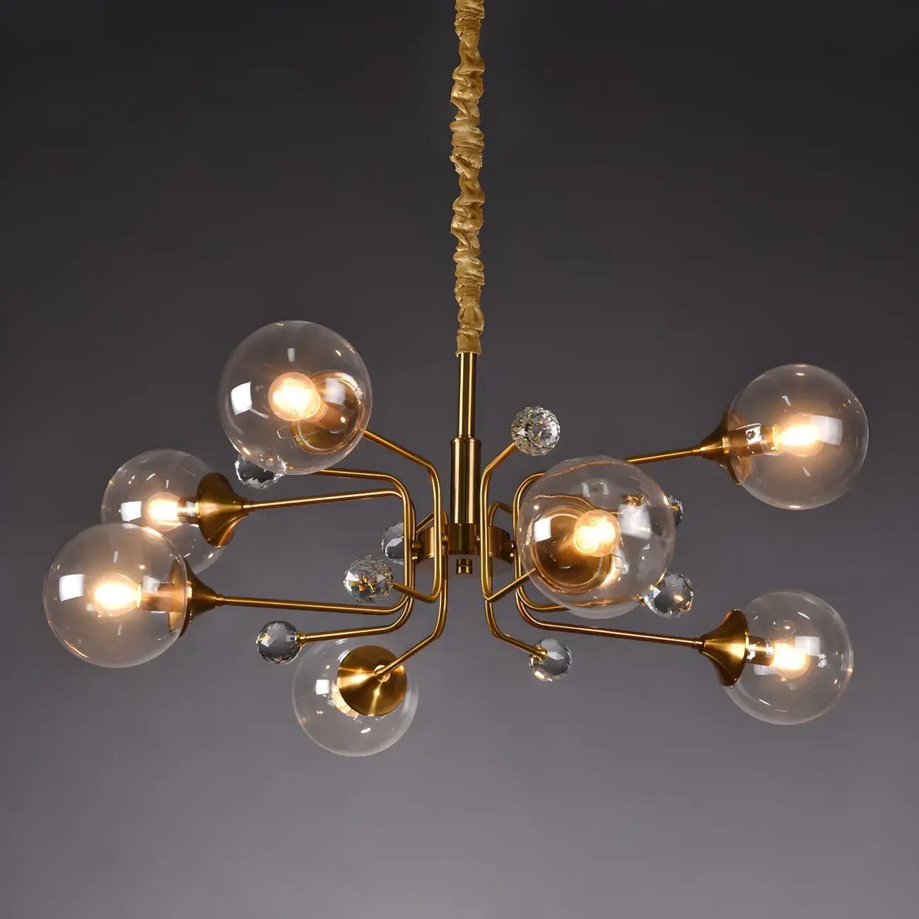 Lampadario a globo in vetro a 8 luci, stile Mid-Century Modern