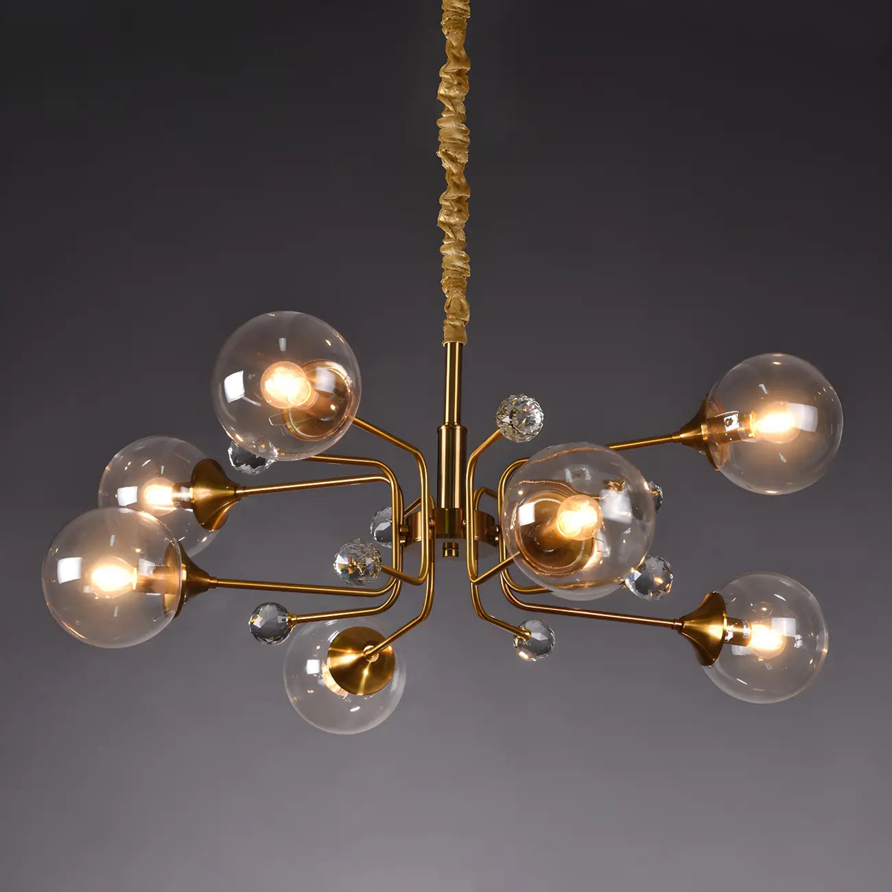 Lampadario a globo in vetro a 8 luci, stile Mid-Century Modern