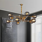 Lampadario a globo in vetro a 8 luci, stile Mid-Century Modern