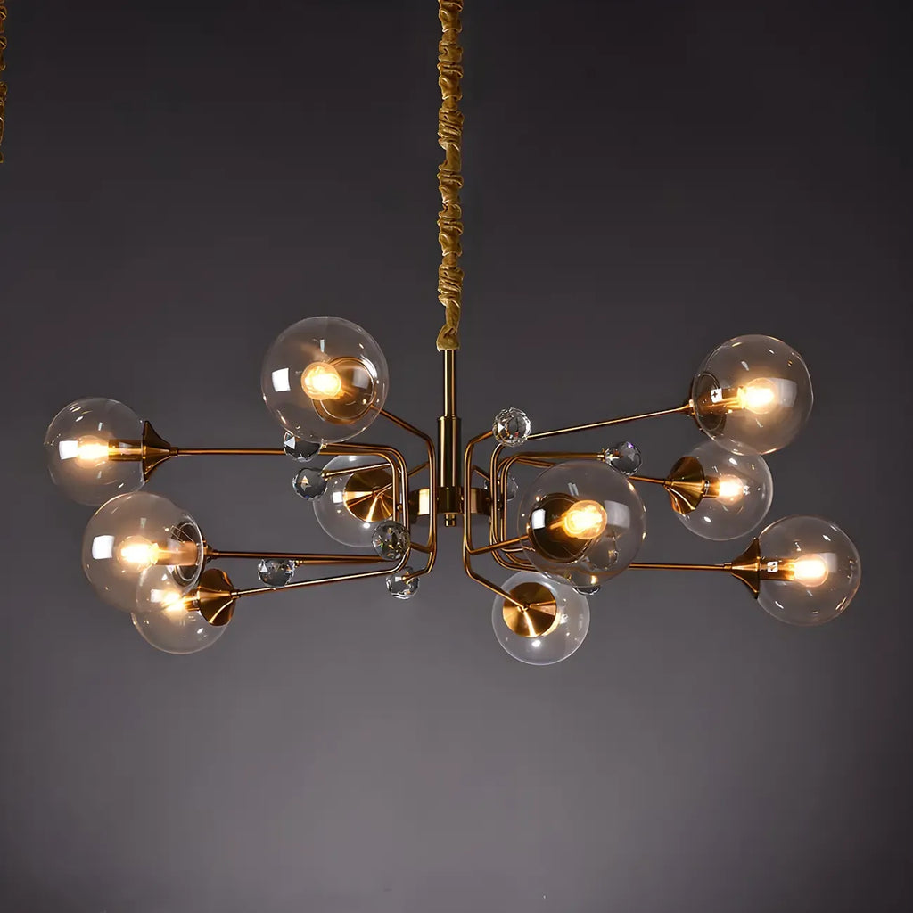 Lampadario a globo in vetro a 8 luci, stile Mid-Century Modern