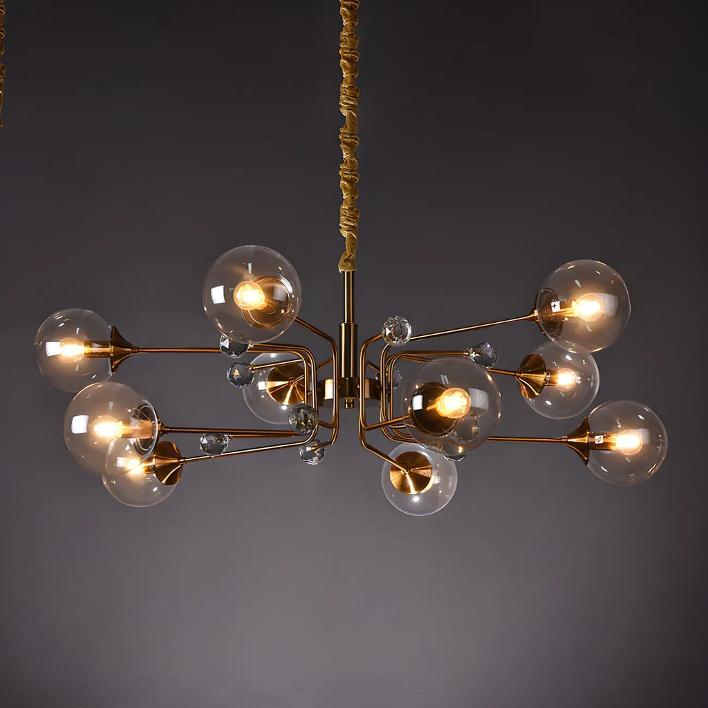 Lampadario a globo in vetro a 8 luci, stile Mid-Century Modern
