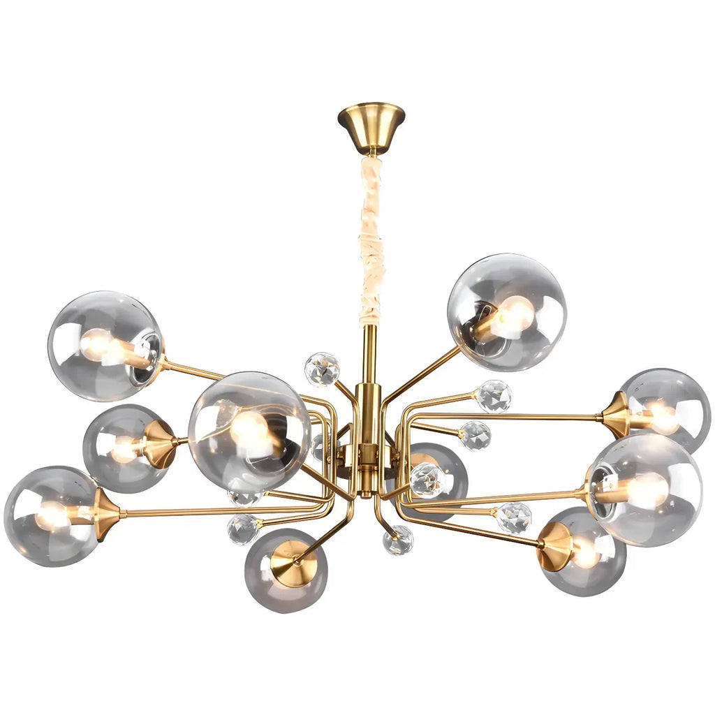 Lampadario a globo in vetro a 8 luci, stile Mid-Century Modern