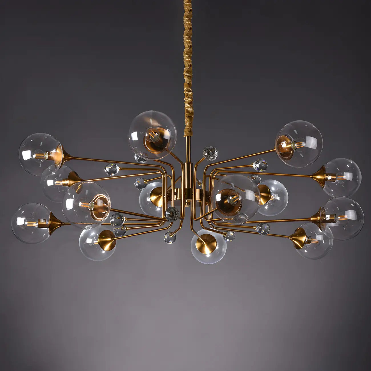 Lampadario a globo in vetro a 8 luci, stile Mid-Century Modern