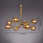 Lampadario a globo in vetro a 8 luci, stile Mid-Century Modern