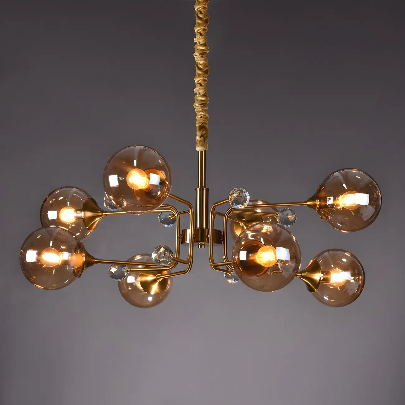 Lampadario a globo in vetro a 8 luci, stile Mid-Century Modern