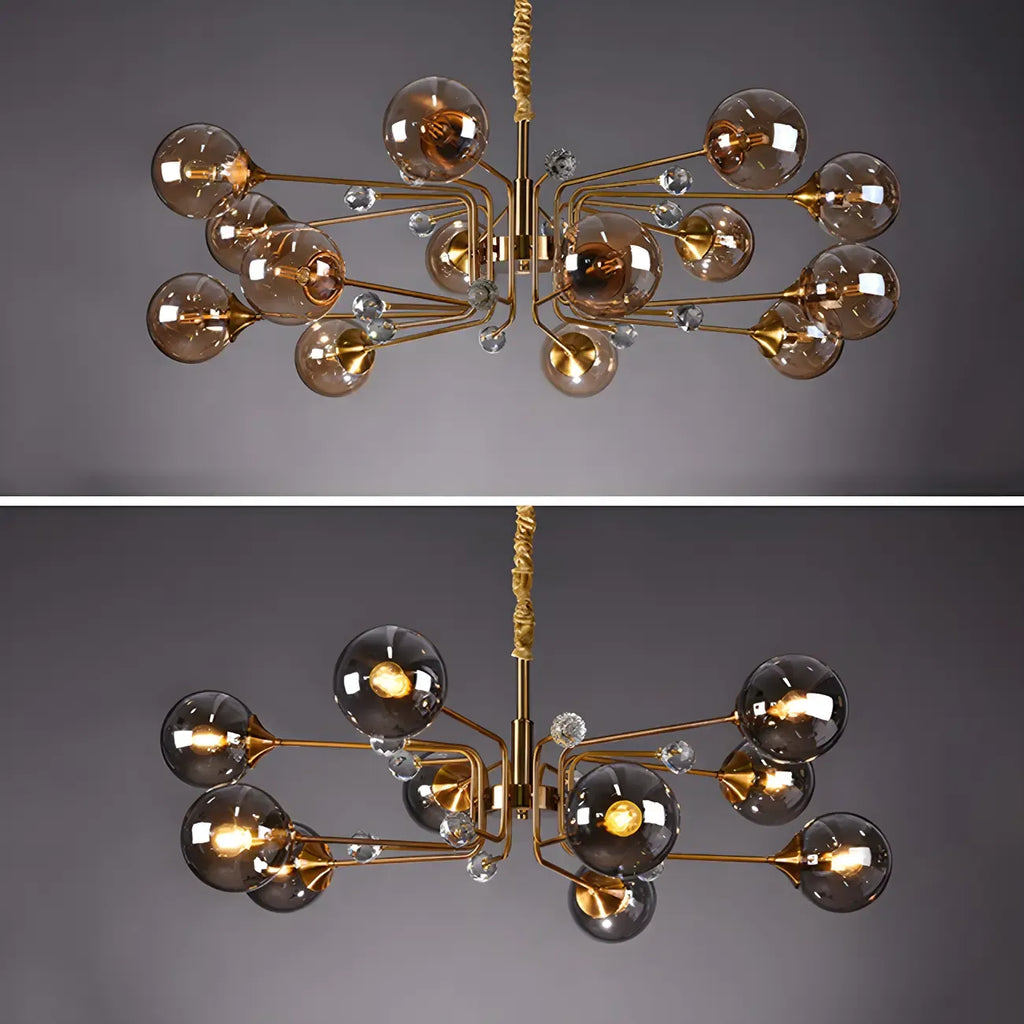 Lampadario a globo in vetro a 8 luci, stile Mid-Century Modern
