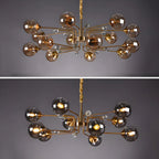 Lampadario a globo in vetro a 8 luci, stile Mid-Century Modern