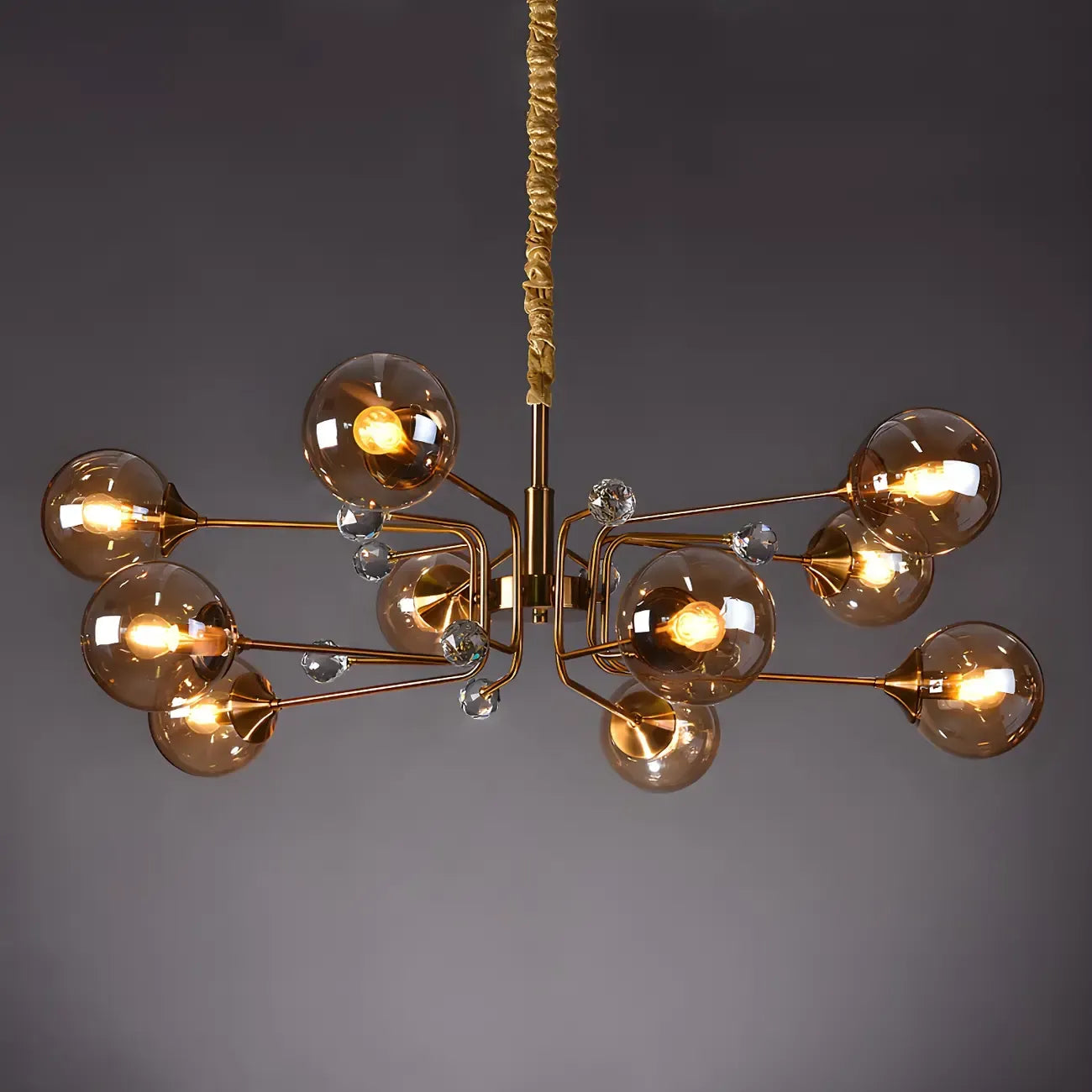 Lampadario a globo in vetro a 8 luci, stile Mid-Century Modern
