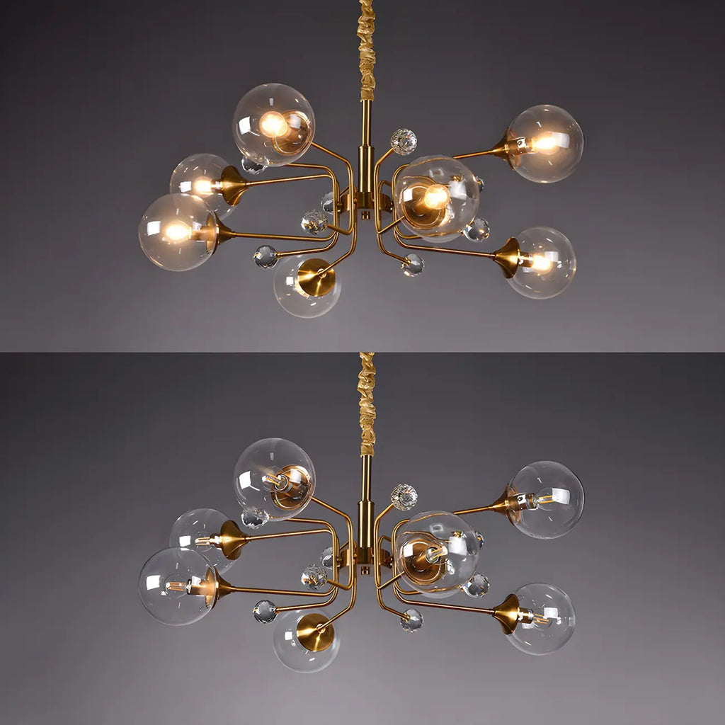 Lampadario a globo in vetro a 8 luci, stile Mid-Century Modern