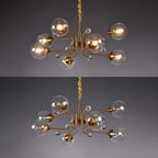 Lampadario a globo in vetro a 8 luci, stile Mid-Century Modern