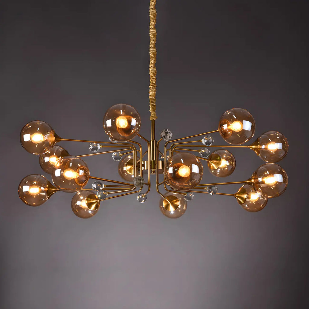 Lampadario a globo in vetro a 8 luci, stile Mid-Century Modern