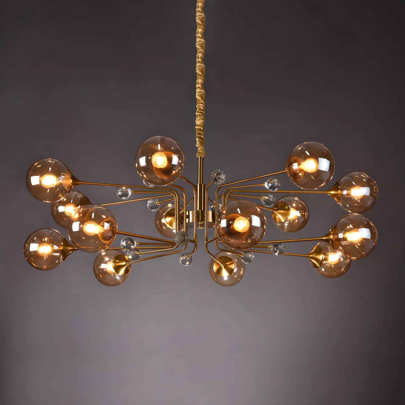 Lampadario a globo in vetro a 8 luci, stile Mid-Century Modern