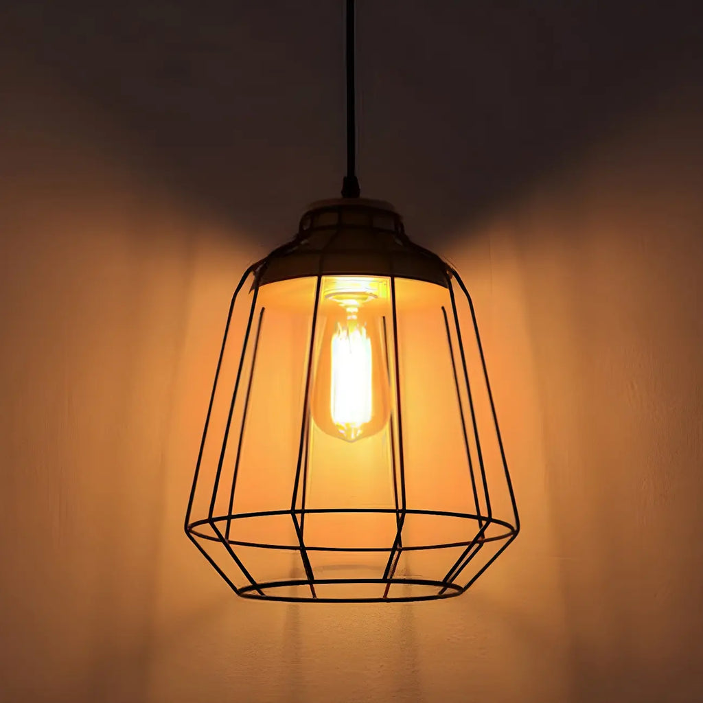 Suspension industrielle noire à cage pour éclairage de cuisine