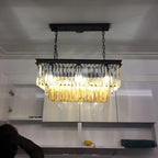 Suspension linéaire moderne en cristal ambré pour îlot de cuisine