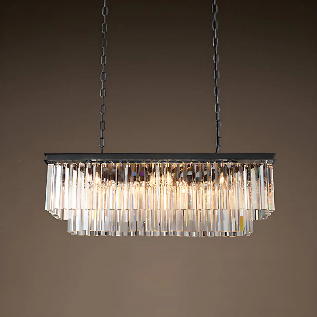 Suspension linéaire moderne en cristal ambré pour îlot de cuisine