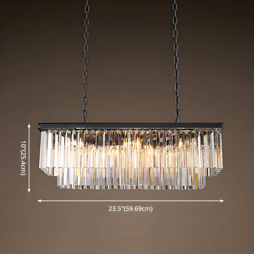 Suspension linéaire moderne en cristal ambré pour îlot de cuisine