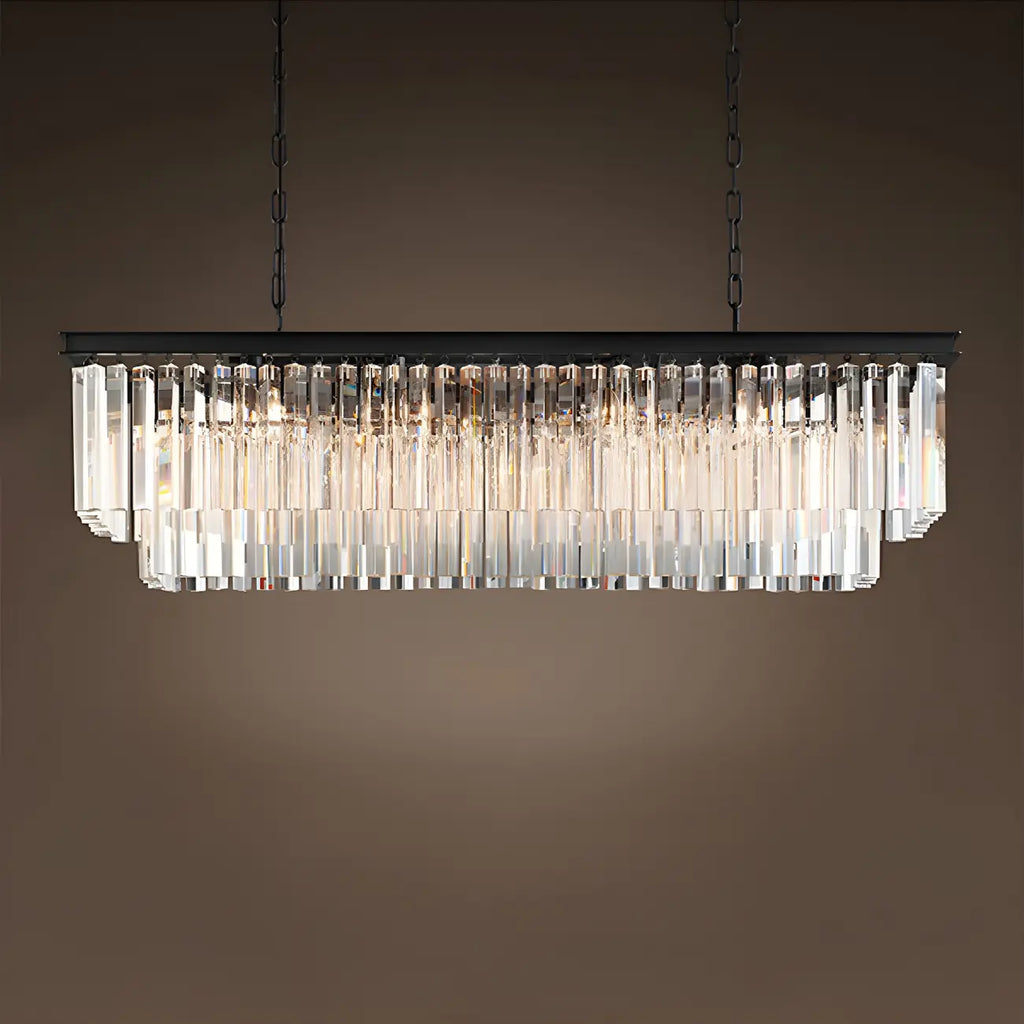 Suspension linéaire moderne en cristal ambré pour îlot de cuisine