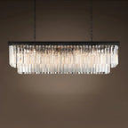 Suspension linéaire moderne en cristal ambré pour îlot de cuisine